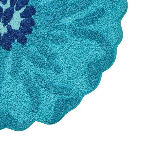 🌺 New The Pioneer Woman Teal Blue Floral Bathroom Rug, Round Floral - Picture 7 of 8